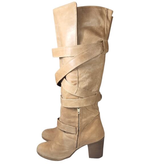 Vintage Mossimo Baldi Women's Strappy Soft Leather Boots Italy 38 Tan US 7.5 - Picture 3 of 7